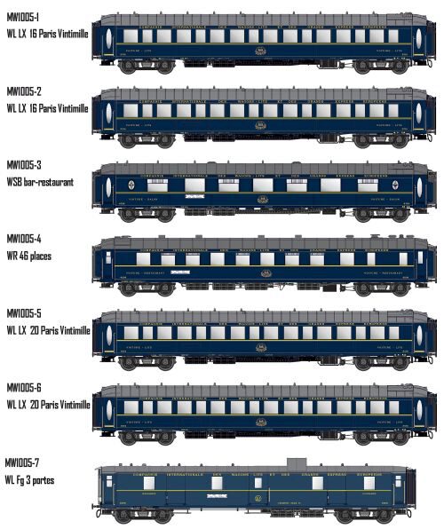 L.S. Models MW1005 7er Set Personenwagen CIWL, Ep.III, Le Train Bleu, Innenbel.